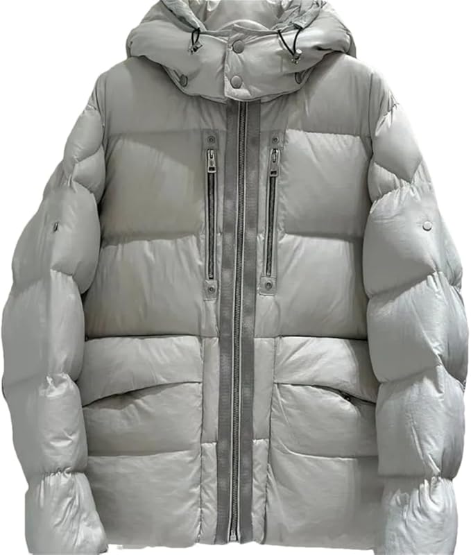 Mkjuuior Autumn and Winter Men's and Women's Hooded Down Jacket Casual Jacket