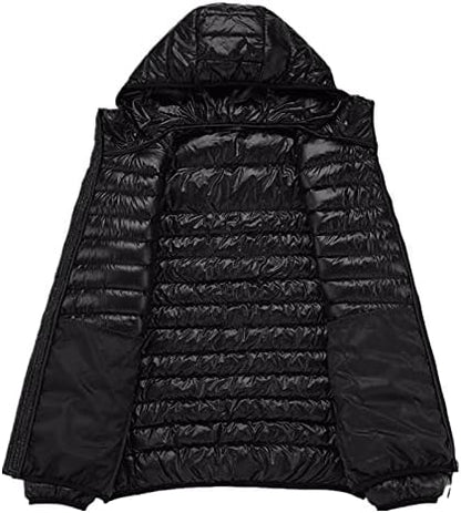 Spring and Autumn White Duck Down Solid Color Lightweight Men's Casual Hooded Down Jacket