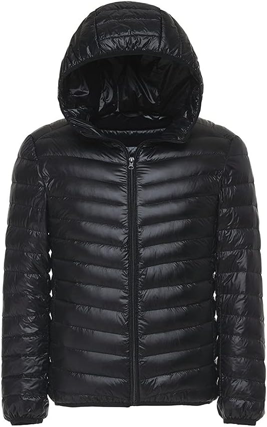 Spring and Autumn White Duck Down Solid Color Lightweight Men's Casual Hooded Down Jacket