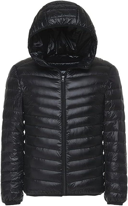 Spring and Autumn White Duck Down Solid Color Lightweight Men's Casual Hooded Down Jacket