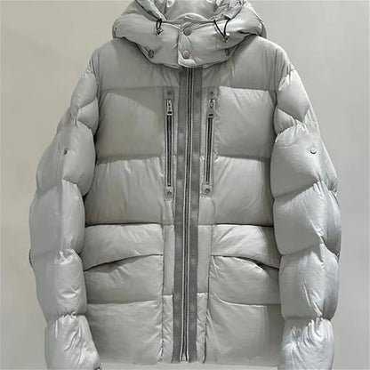 Mkjuuior Autumn and Winter Men's and Women's Hooded Down Jacket Casual Jacket