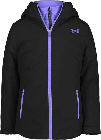 Under Armour Girls 3-in-1 Jacket, Removable Hood & Liner, Windproof Water Repellant